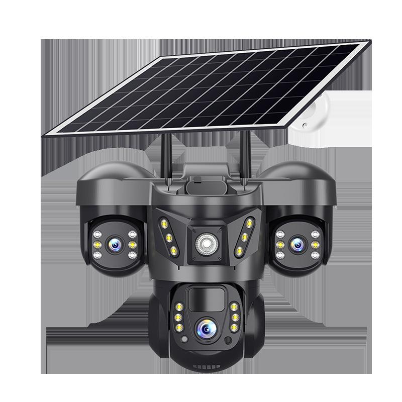 Wireless 360° Solar-Powered PTZ Camera with Triple-Lens and WiFi/4G Connectivity