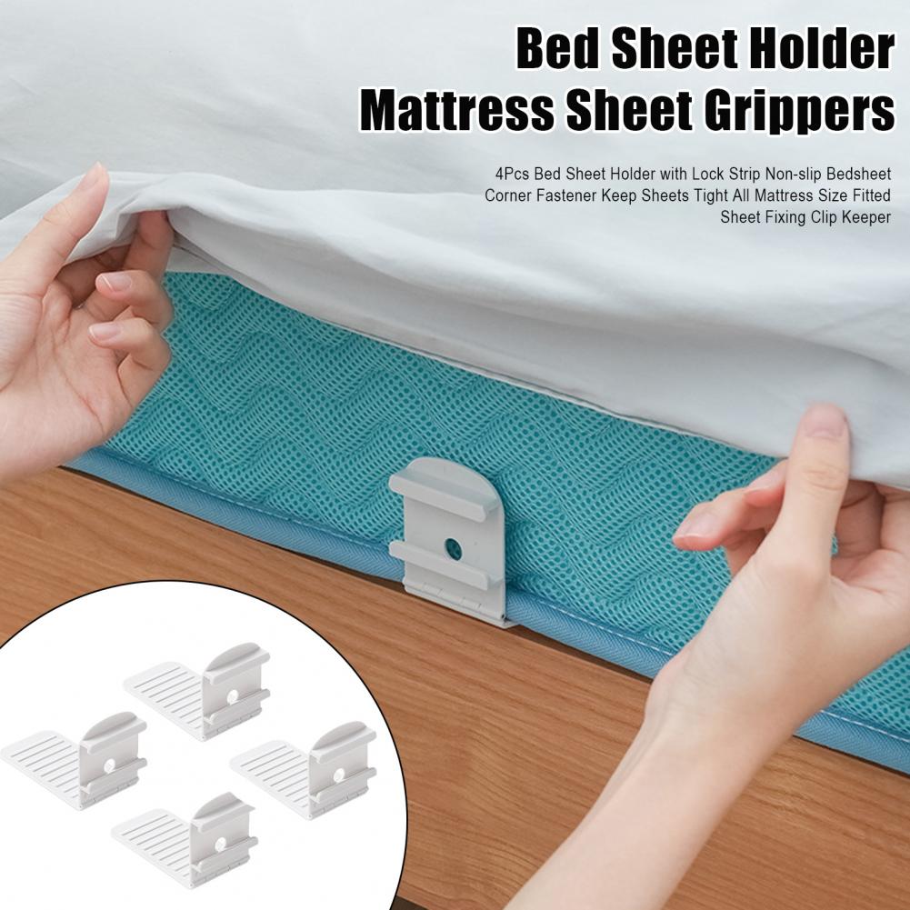 Sheet Fixing Clip Bed Sheet Holder Set with Lock Strip for Non-slip Corner Fastening Keep Sheets Tight On Mattress Sizes