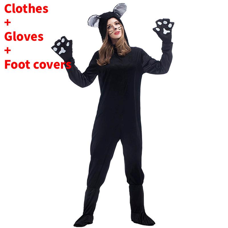 Game Themed Black Cat Costume For Adults With Polyester Fabric For Halloween Party Dress Up