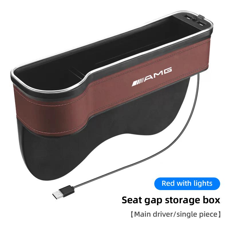 LED Large Capacity PU Car Seat Back Storage Box Seat Gap Filling Bracket Storage Box For Mercedes Benz AMG A B C E G CLA W211