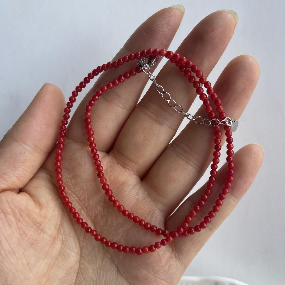 

1 нить синтетических красных кораллов 2 мм круглые бусины ожерелья для женщин и мужчин ювелирные изделия любовь свадебные рождественские подарки 2mm красный