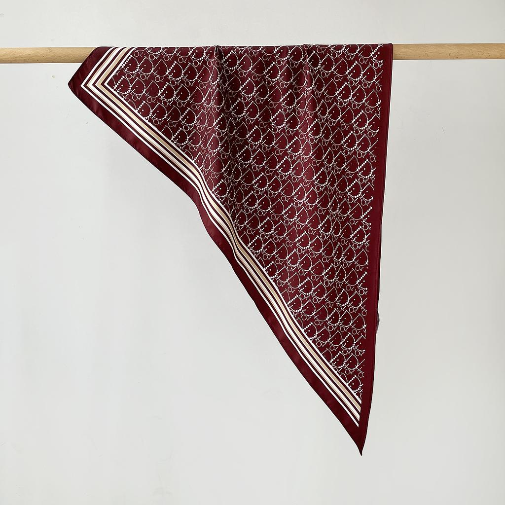 Twill Light Luxury High Sense Simulation Silk Headscarf Waist Triangle Scarf Silk Scarf Multi-Function