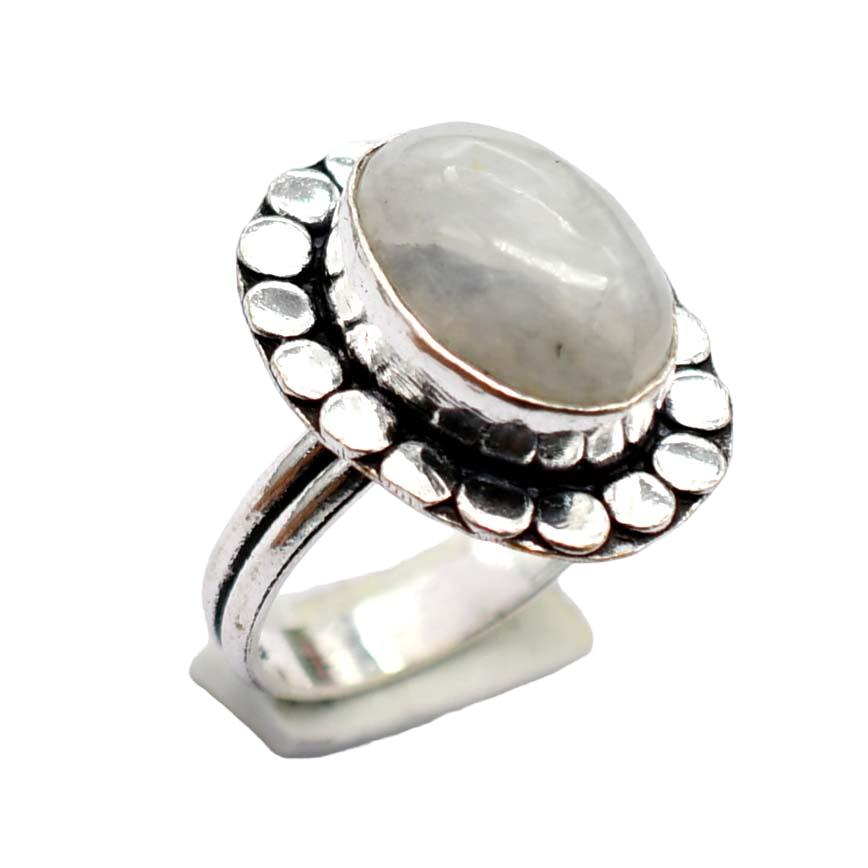 Moonstone Ethnic Handmade Ring Jewelry US Size-8.75 R 5552