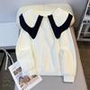 2024 Spring/Autumn Loose Korean Style Lotus Leaf Collar Button Sweater - Women's Fashionable Versatile Design.