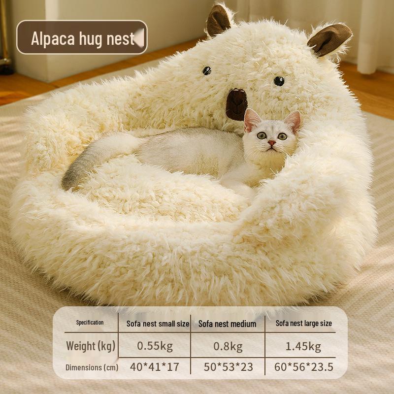 Alpaca Plush Pet Bed: Warm, Thick, High Rebound Sofa for Cats & Dogs