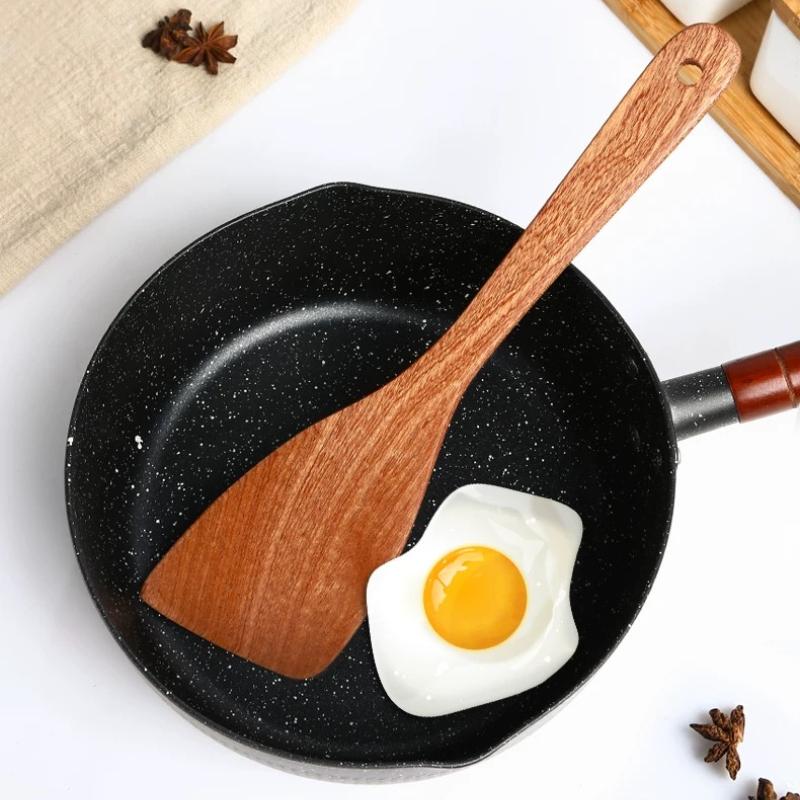 Wooden Spatula Wooden Spoon Frying Spatula Solid Wood High Temperature Resistant Soup Spoon No Paint No Wax Natural Material