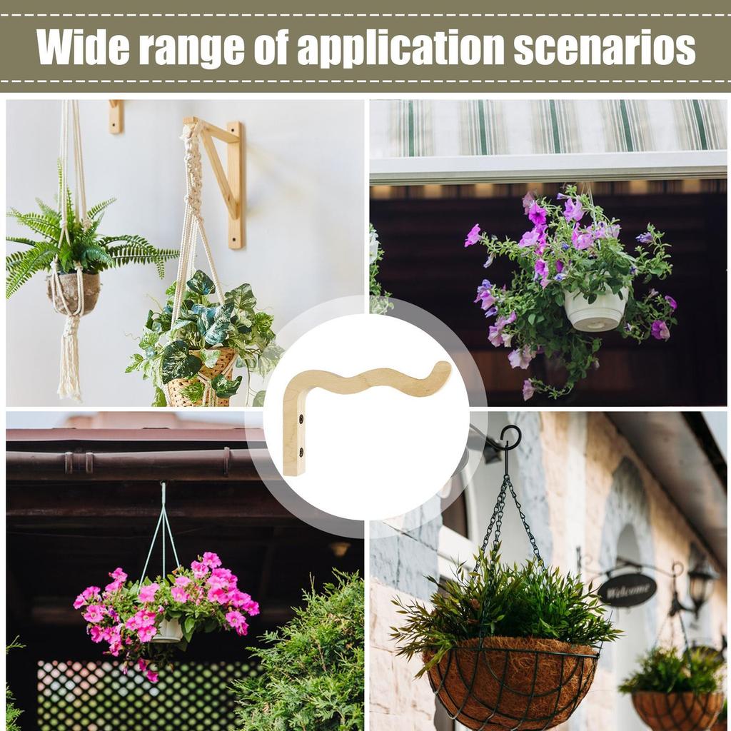 Natural Wood Wall Plant Hangers Hanging Flower Pot Hook Flower Bracket For Wall Plant Flower Baskets Lanterns