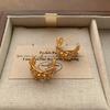 Gentle And Delicate Flower Pearl Zircon Stud Earrings Retro Loose Sweet Luxury Light Luxury High-End Earrings