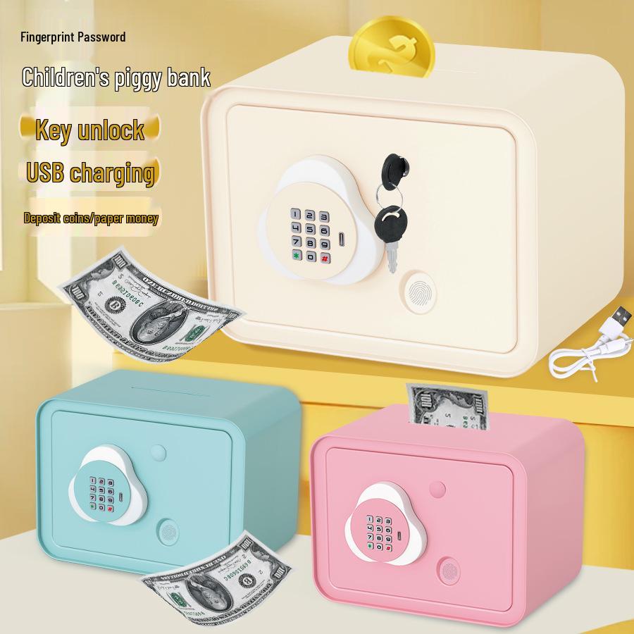 Large Multifunctional Children's Piggy Bank: Rechargeable Password Safe and Mini Savings Box Toy