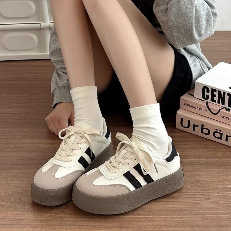 Dexun women's shoes 2025 spring and autumn new platform-soled retro little white shoes casual Forrest Gump shoes versatile sports board shoes
