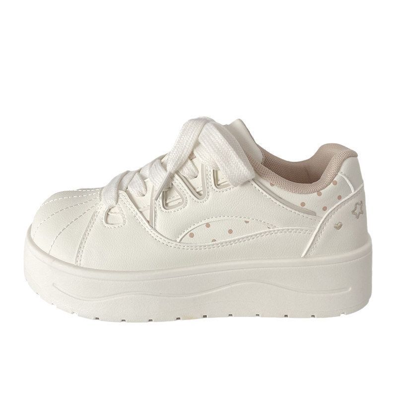 Milk white muffin thick-soled shell head 22 spring new chic niche low-top board shoes