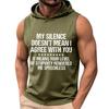 Men's Sleeveless Hoodie Tank Top Casual Loose Fit Graphic Print Summer Muscle Shirt Lightweight Breathable Fabric Comfortable