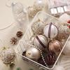 Set of 22 Champagne & Brown Irregularly Shaped Painted Christmas Tree Ornaments and Transparent Decorative Balls