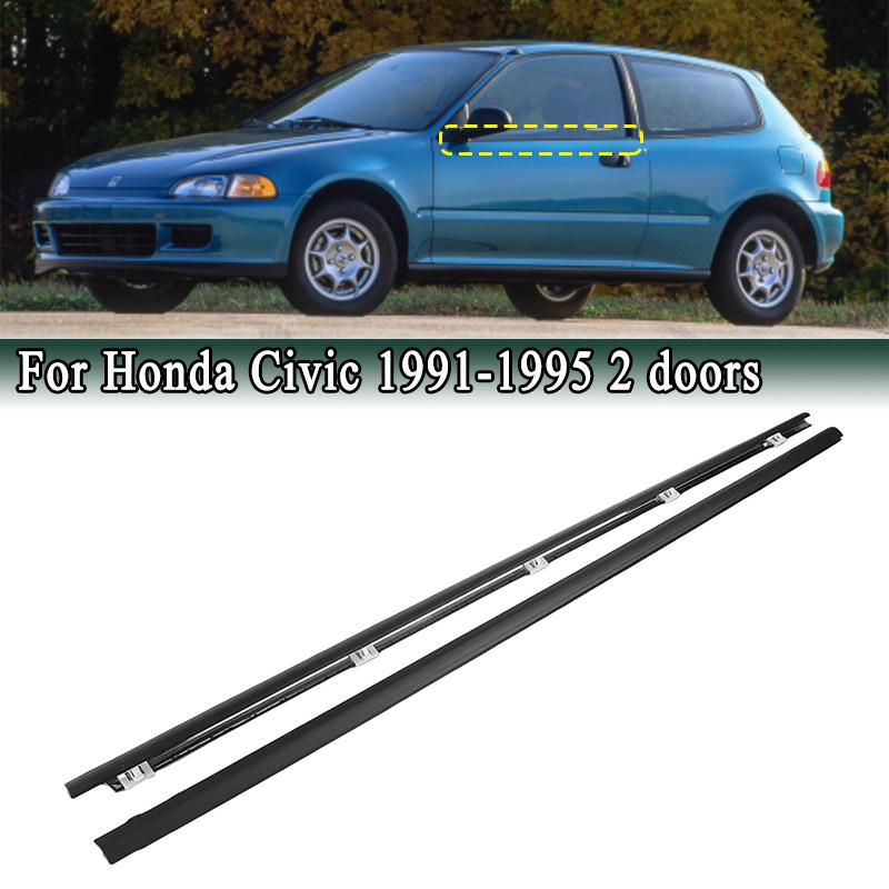 2Pcs Window Weatherstrip Sealing Belt For HONDA Civic 1991-1995 72410‑SR3‑003 Waterproof Door Windows Glass Sealing Trim Strips