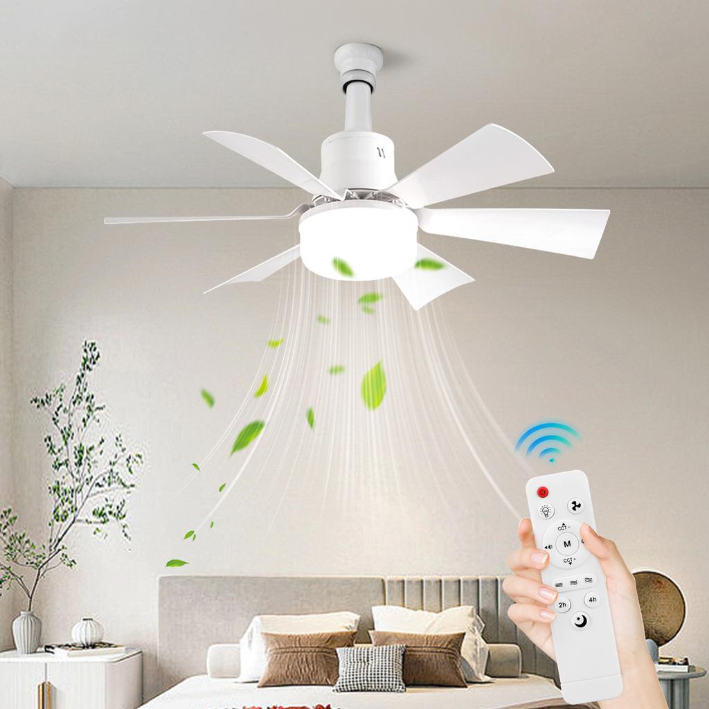 Smart Ceiling Fan Light Combo Remote Controlled Socket Fan with Timer 18W LED & 6 Blades Easy Install for Living Room/Bedroom