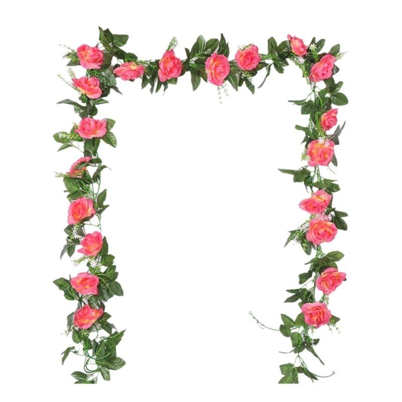 Artificial Rose Vine Flower Decoration 10 Head 7.21ft Artificial Flower Vine Hanging Plant for Wedding Home Garden