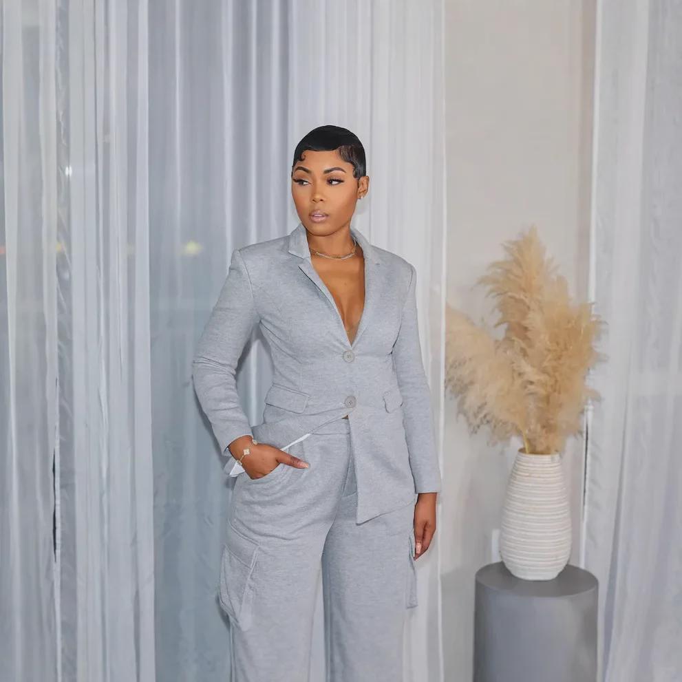 Women's Autumn Overalls: RC3316 Straight-Leg Trousers Set