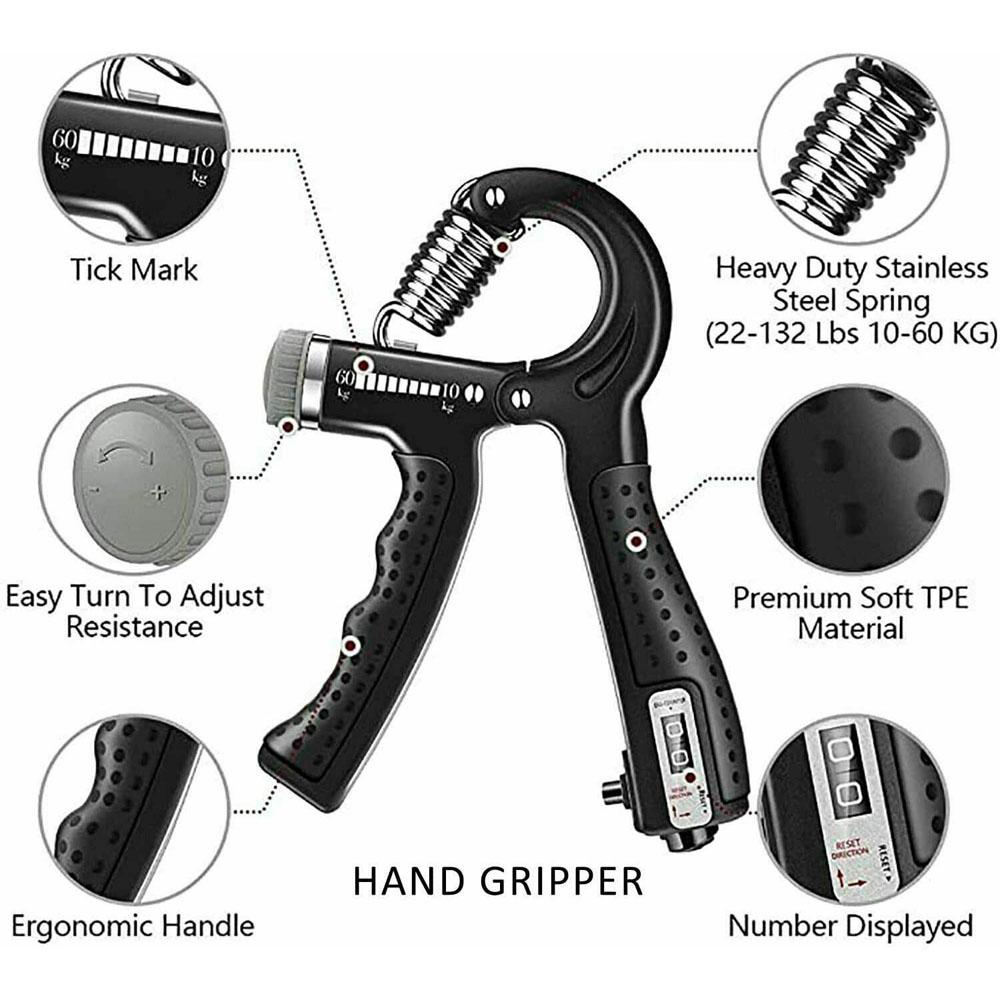 Set Di 6 Gripper E Attrezzi Per Allenamento Mani E Avambracci – Con Conta Ripetizioni E Borsa