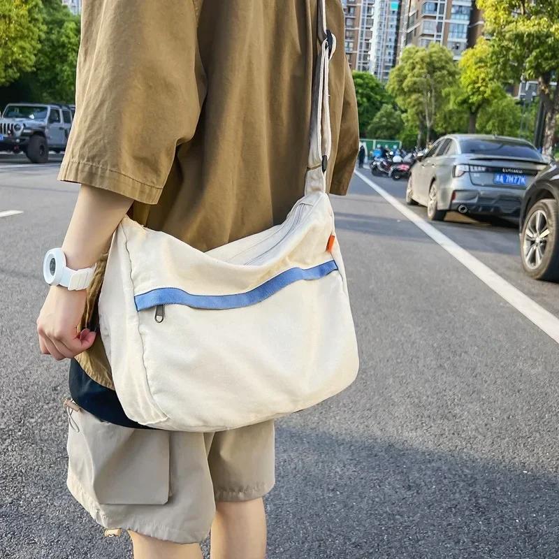 Canvas Bags For Women Vintage Handbags Casual Shoulder Crossbody Bag Eco Bag Korean Messenger Bag Unisex Black Shopper Bag