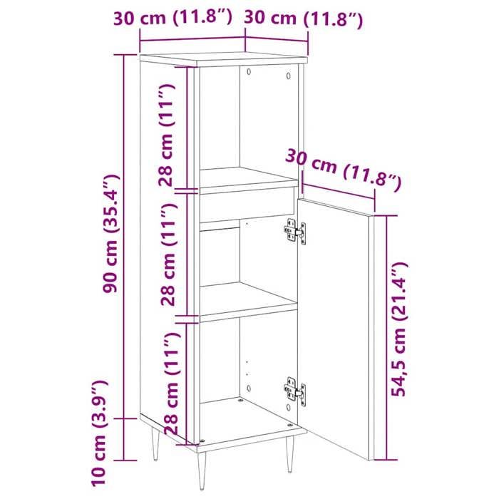 VidaXL Armoire de salle de bain blanc 30x30x100 cm bois d'ingénierie 831548