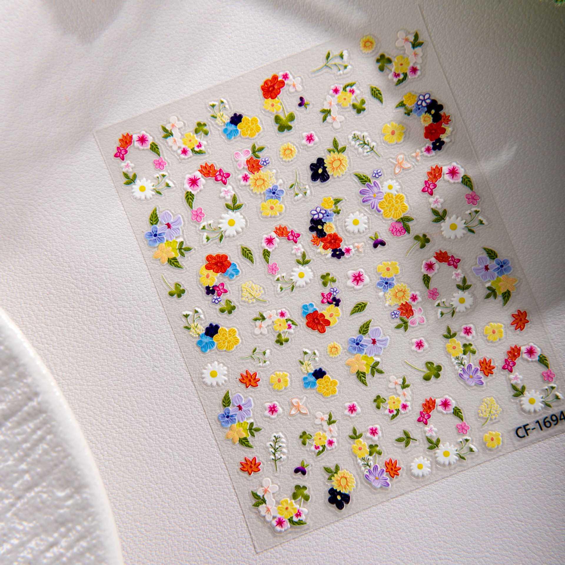 Стикеры для нейл-арта с тиснением «Цветы в саду Моне» Model A