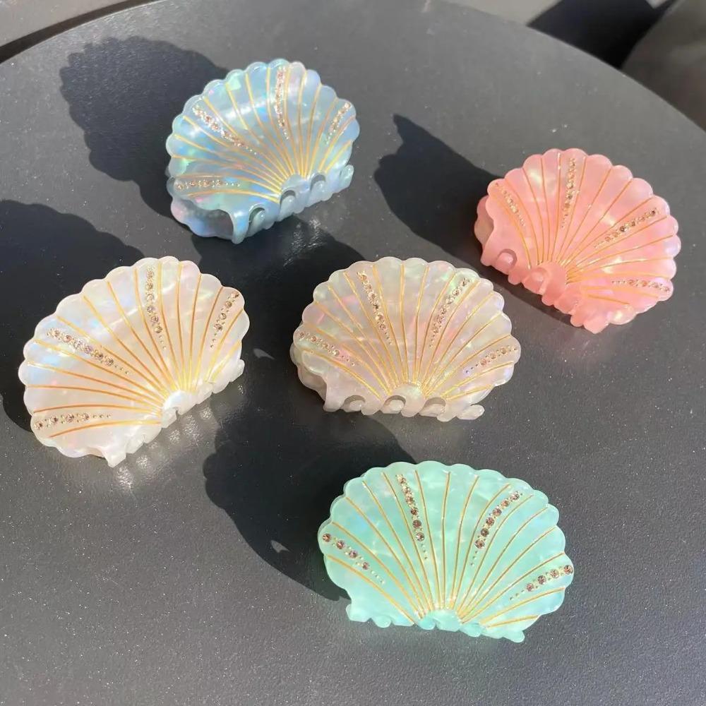 Non-slip Shell Shark Clip Jewelry Rhinestone Crab Clip Fashion Acetate Shell Hair Claw  Ladies