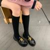 Sheepskin~ Small gold buckle leather platform small leather shoes women's one-pedal lazy loafers British with skirt jk single shoes