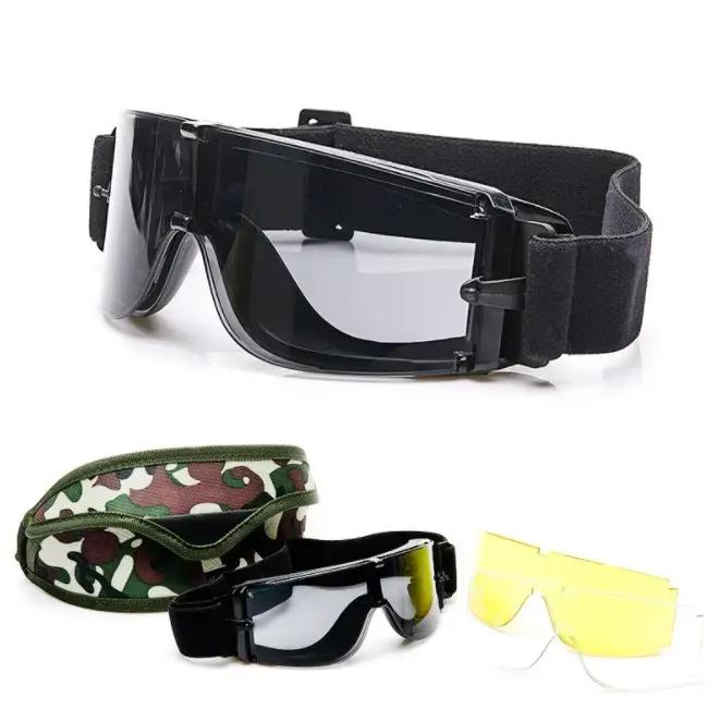 X800 Taktische Schutzbrille 3 Linsen Wechselsystem für Paintball, Jagd & Kampf UV400 Schutz Antibeschlag Sicherheitsbrille