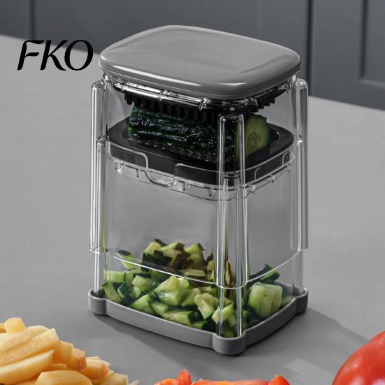 Obst- und Gemüsewürfler Pommes Frites Schneider, mit großer sichtbarer Box, Klingen aus Edelstahl, einfach zu bedienender Drückschneider, schnelles Schneidwerkzeug, für