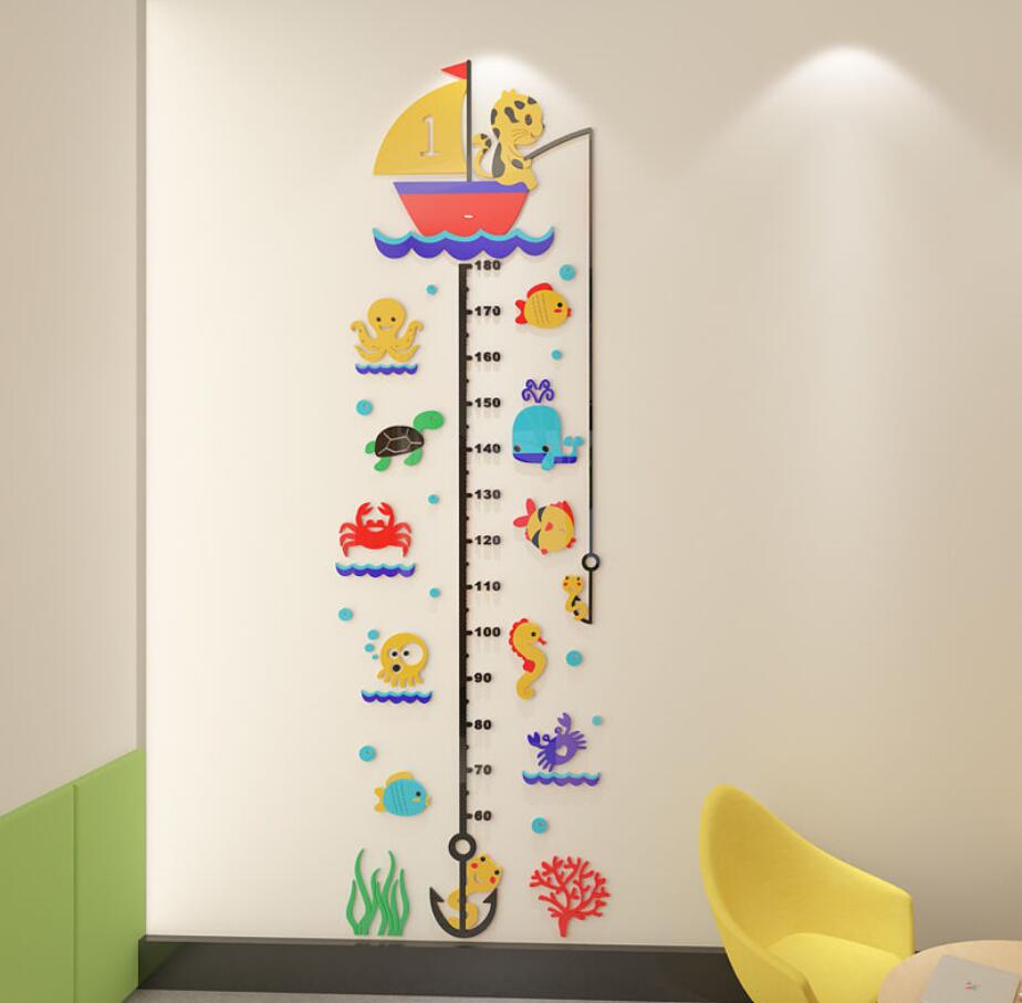 Cartoon Height Measure Decals For Kids Room Wall Decor Growth Children Chart PVC Wall Stickers Bedroom Decor DIY Wall Mural Art