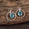 Sky Blue Topaz Gemstone 925 Sterling Silver Jewelry Handmade Hook Earrings1.60" EE-60-10