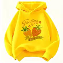 Fashion Strawberry Design Hoodie Kids Children's Sweatshirt Hoody Girls Casual Hoodies Hip Hop Clothes Sweet