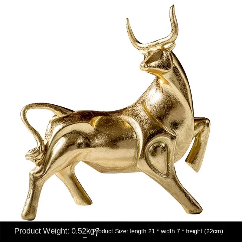 Nordic Red Black and Gold Cow Sculpture Resin Crafts Simulate Animal Statues Living Room Bookcase Office Accessories Home Decor