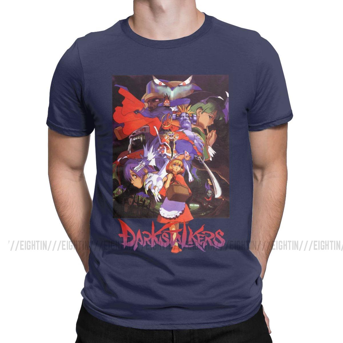 

Darkstalkers Vampire Savior T Shirts Men Cotton T-Shirts Morrigan Game Anime Aensland 80s Bats Tees Short Sleeve Plus Size 4XL
