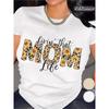 Sunflower Leopard White Apricot T-Shirt, Fitted Under $6, Women's Short-Sleeved Round-Neck T-Shirt, Beautiful and Interesting Printed Top,