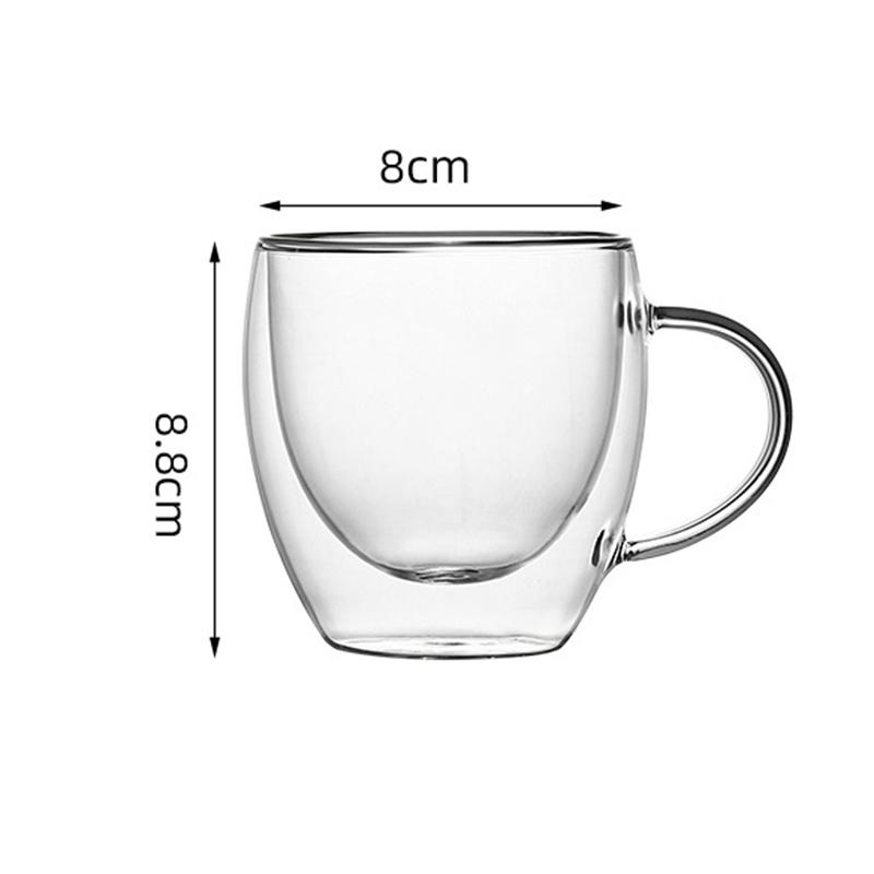 

233 мл Прозрачная посуда для напитков Сок Молоко Чашки для латте с айс-кофе Креативная чашка из термостекла с двойными стенками и ручкой Чайная кружка 1pcs