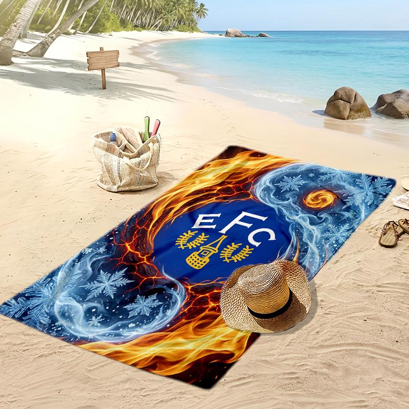 Ręcznik plażowy z nadrukiem Everton Football Club, Duży Miękki Szybkoschnący Ręcznik na Plażę Kemping Pływanie