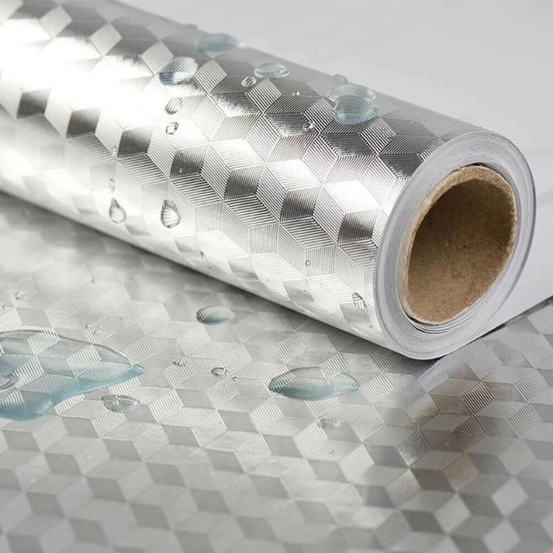 2/5/10 Meters 3D Aluminum Foil Adhesive Paper Roll Waterproof Protection For Kitchen And Stove