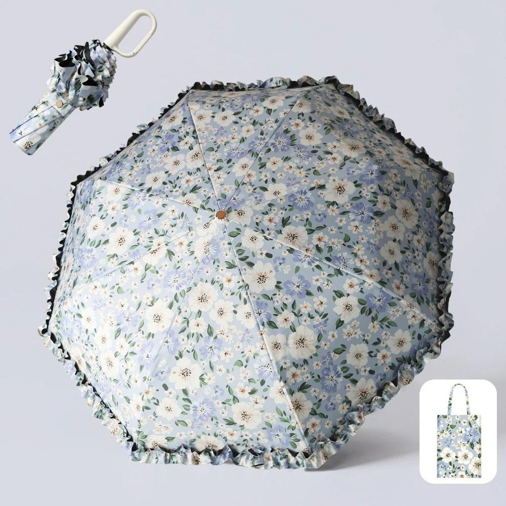 Ultra-light Manual Folding Umbrella Lace Fresh Style Portable Sun Umbrella Sunshade