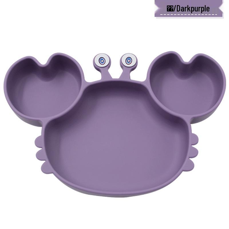 Silicone Suction Crab Plate: Divided Baby Tableware for Feeding & Weaning