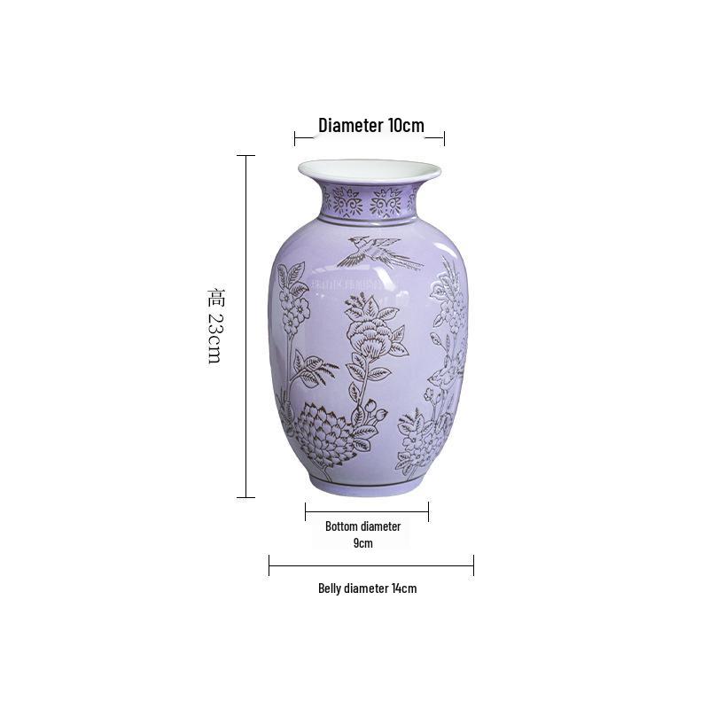 Jingdezhen Blue & White Porcelain Vase – New Chinese Retro Colored Ceramic Flower Arrangement Ornament