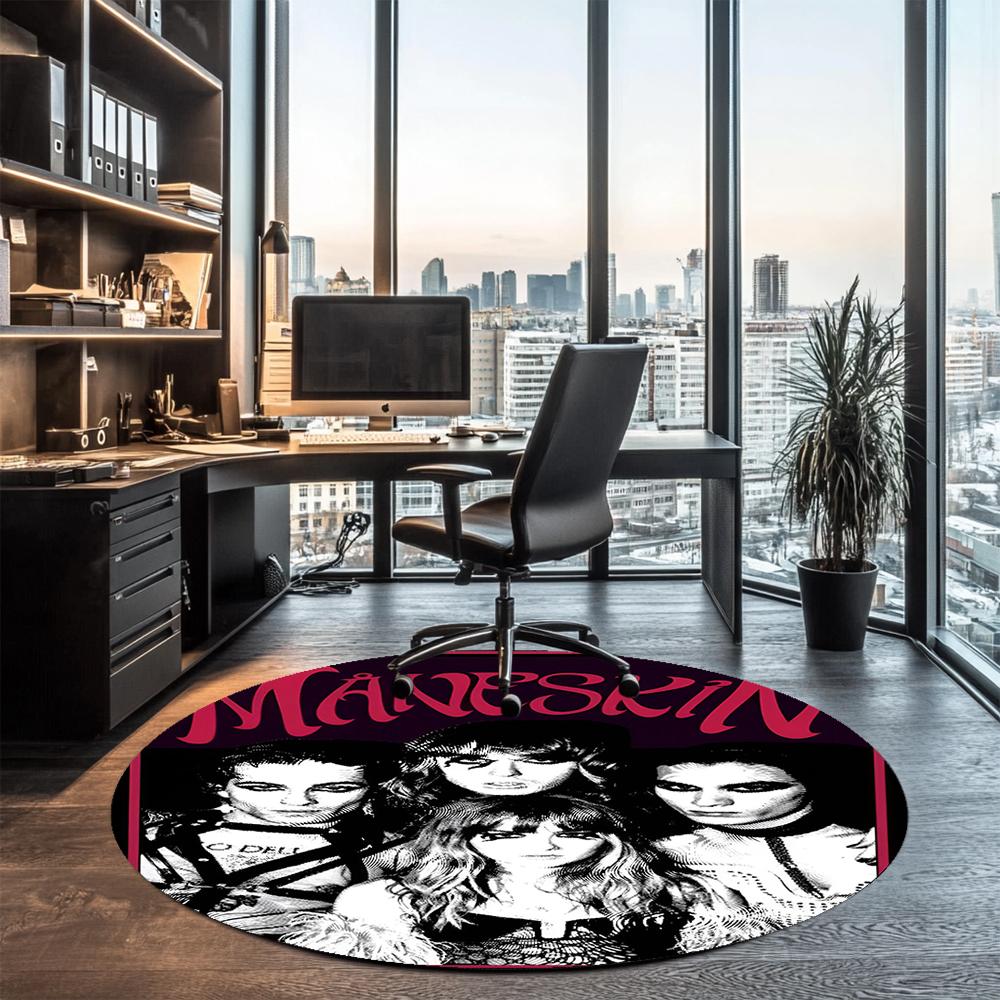 Maneskin Printed Round Rug Carpet Chair Rug Area Rug Entryway Doormats,for Office Chair Living Room Bedroom Kitchen Room.
