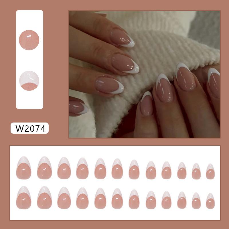 

Three-dimensional simple French versatile European and American ins style removable manicure 24 pieces press on nails