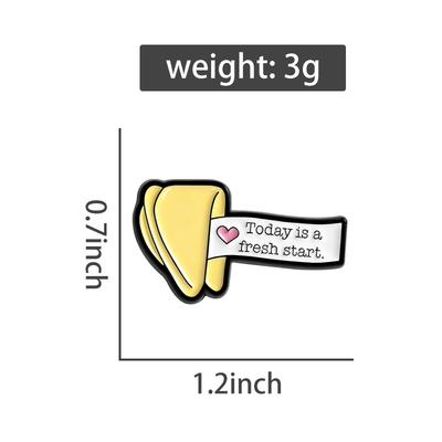 Hoje É Um Novo Começo Pins de Esmalte Broches de Biscoitos da Fortuna de Desenho Animado Insígnias de Lapela Joias Encorajadoras Presente para Crianças Amigos