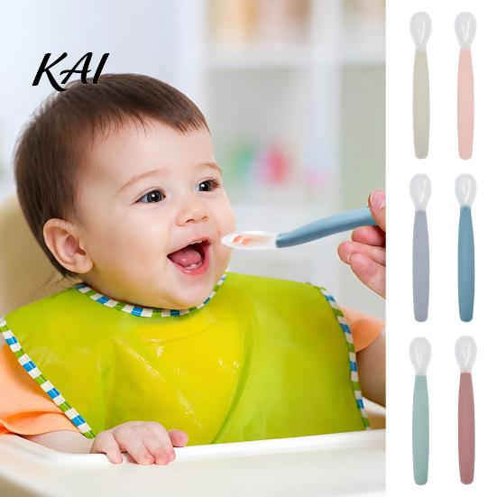 Safe Kitchenware for Kids Silicone Baby Feeding Spoon, Soft Non Slip Training Utensil, Easy BPA Free Utensils Cleaning Complementary Spoon Infants And