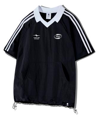 GHOST REPUBLIC Rugby Collar Raglan Track Taslan Short Sleeve Tee Gt-377_Black