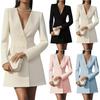 Eleganza alla Moda da Donna - Abito Completo Francese Bicolore a Maniche Lunghe Doppiopetto Scollo a V
