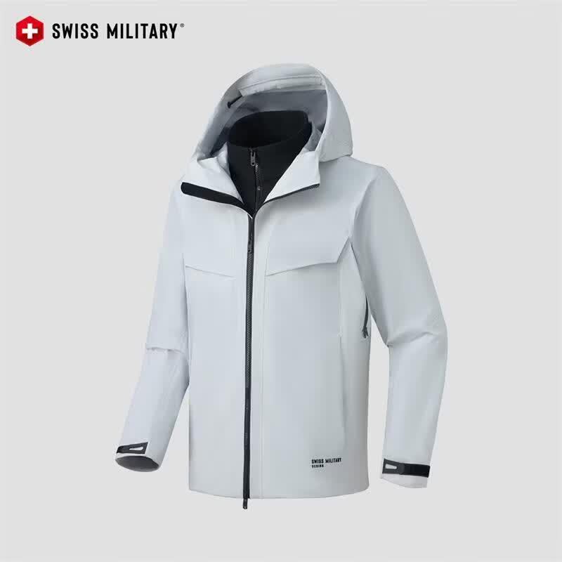 SWISS MILITARY Men s 3-in-1 Waterproof Hiking Jacket 2XL грязно-белый