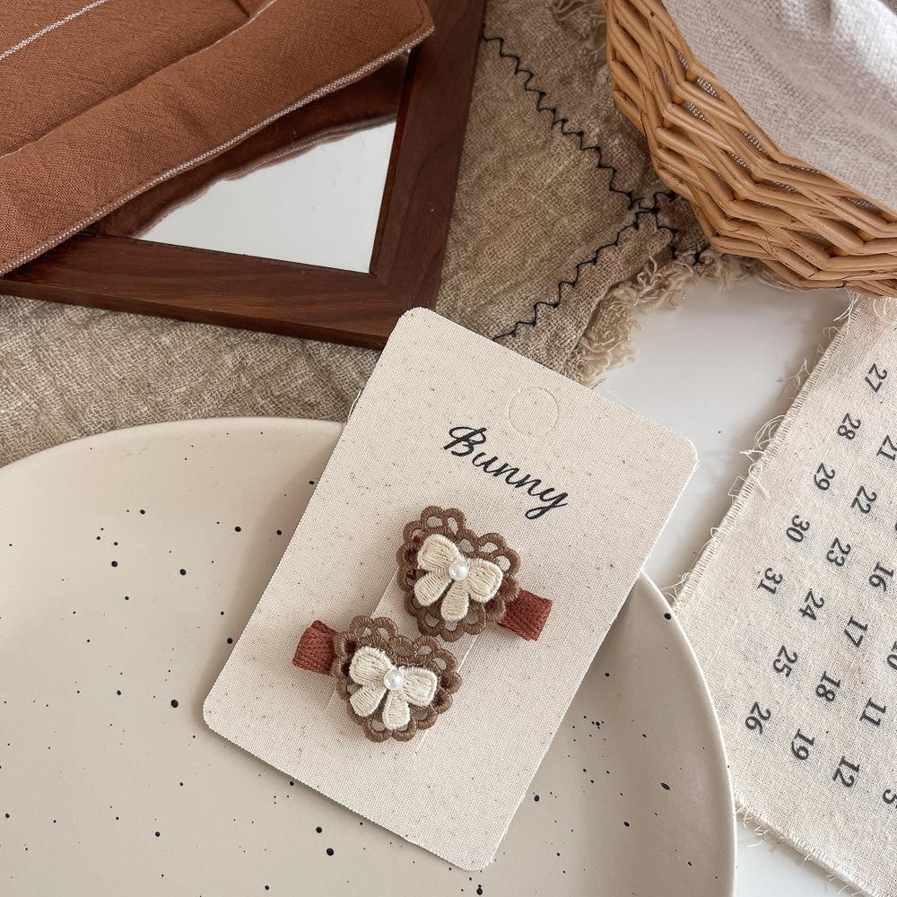 2pcs/lot Children's Hairpins Pearl Fabric Bow Kids Hair Clip Sweet Girl Bangs Side Clip Barrettes Headwear Baby Hair Accessories