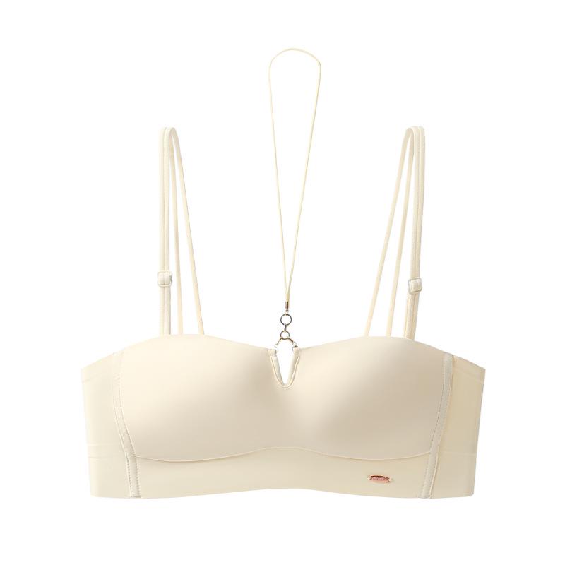 Halterneck Double Strap Seamless Summer Bra: Thin, Non-Slip, Stylish, and Supportive Design.